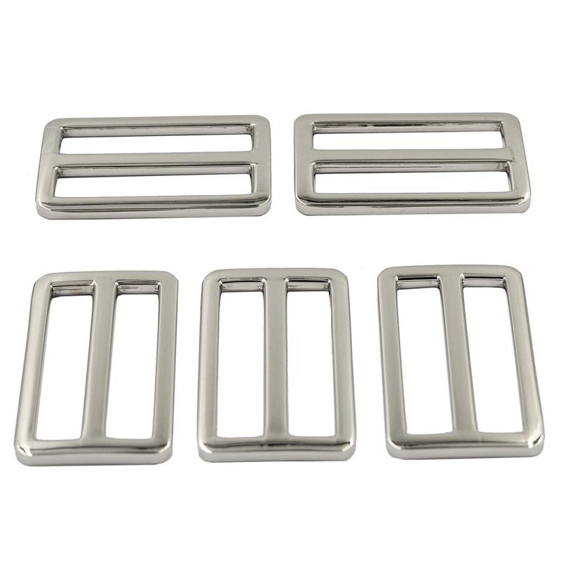 DGOL 10pcs 1-1/2 inch Slider Webbing Strap Tri Glide Buckles Zinc Alloy Tri-glide Slide Buttons Fasteners (Silver) - Image 1